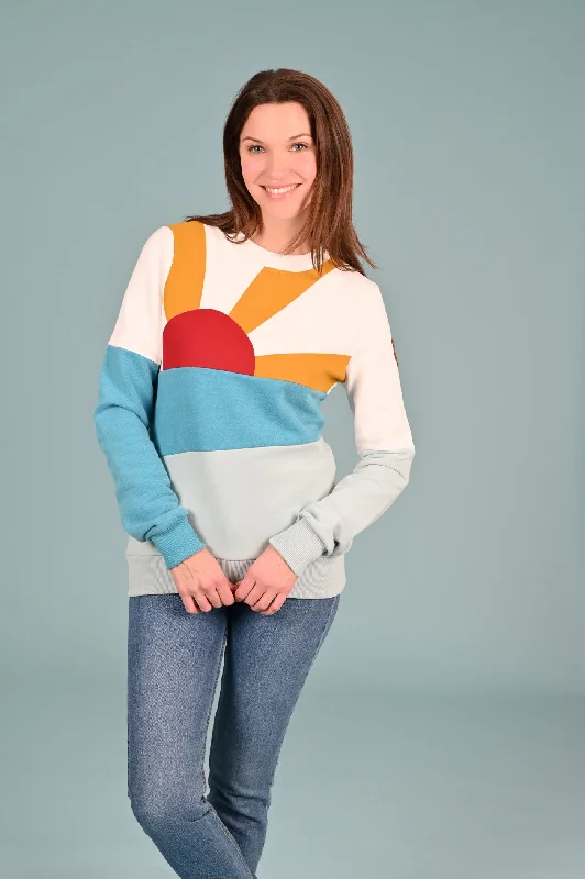 Sunset Pullover Sweatshirt Multi Hoodie with Hem Ribbing Snug Secure