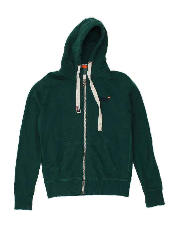 SUPERDRY Mens Zip Hoodie Sweater Small Green Cotton Zip Hoodie Drawstring Kangaroo Pocket SUPERDRY Mens Zip Hoodie Sweater Small Green Cotton Zip Hoodie Drawstring Kangaroo Pocket