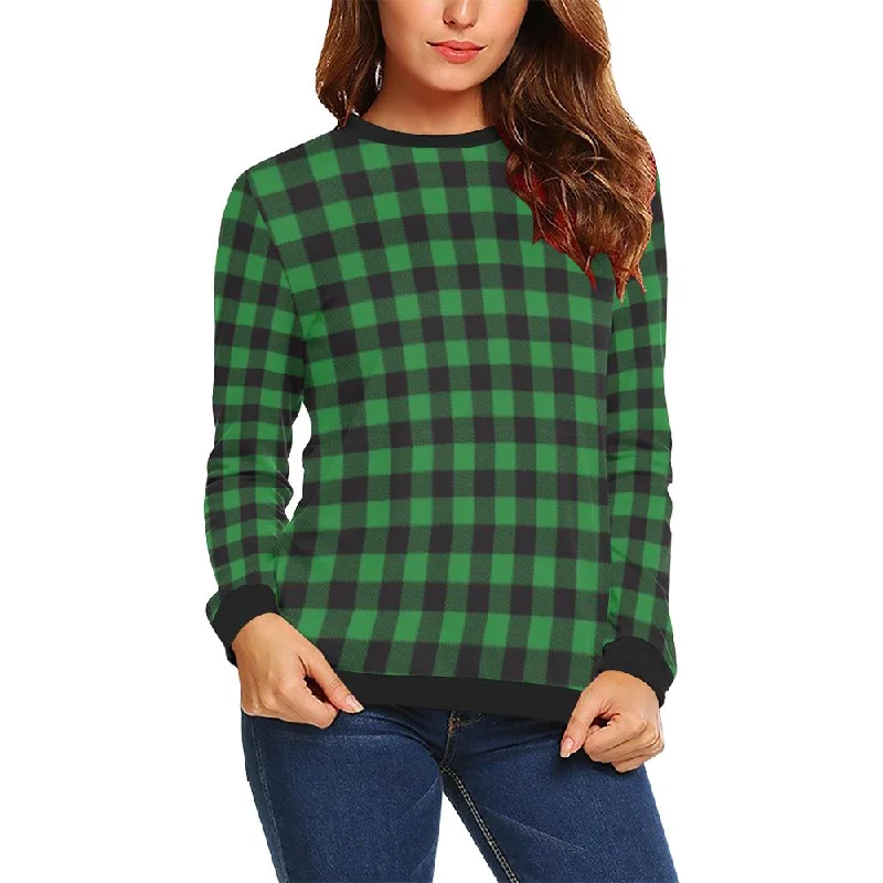Tartan Scottish Green Plaids Women Crewneck Sweatshirt Hoodie with Metallic Shiny Futuristic Tartan Scottish Green Plaids Women Crewneck Sweatshirt Hoodie with Metallic Shiny Futuristic