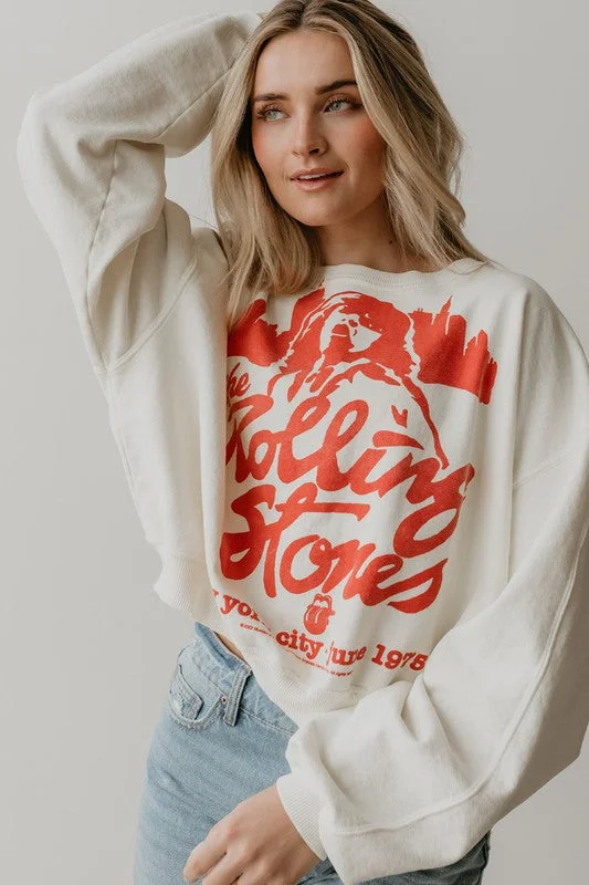 The Rolling Stones, New York City Sweatshirt Hoodie with Batwing Sleeves Loose Dramatic The Rolling Stones, New York City Sweatshirt Hoodie with Batwing Sleeves Loose Dramatic
