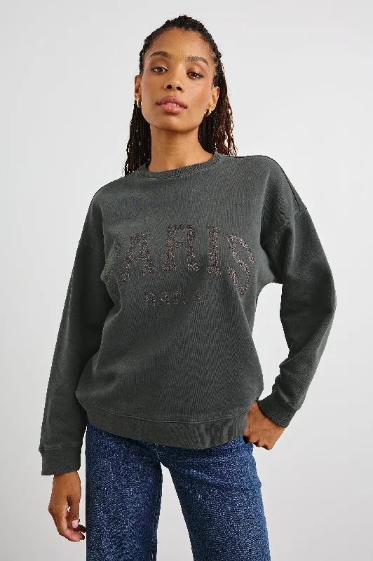 THE VARSITY SWEATSHIRT - PARIS GLITTER Hoodie with Color Block Contrast Stylish