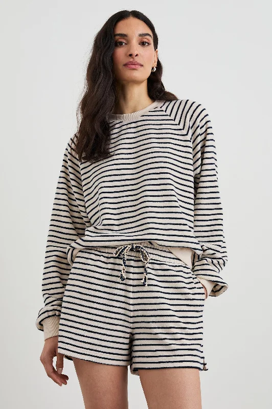 THERON SWEATSHIRT - SAILOR STRIPE TERRY TOWEL Hoodie with Patch Decorative Personalized THERON SWEATSHIRT - SAILOR STRIPE TERRY TOWEL Hoodie with Patch Decorative Personalized