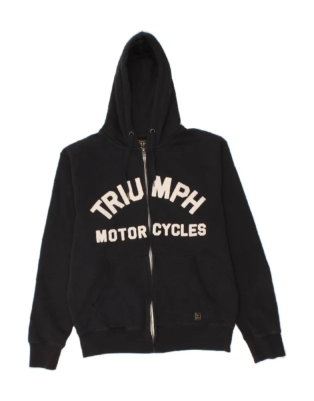 TRIUMPH Womens Graphic Zip Hoodie Sweater UK 18 XL Black Cotton Hoodie with Relaxed Fit Easy Casual TRIUMPH Womens Graphic Zip Hoodie Sweater UK 18 XL Black Cotton Hoodie with Relaxed Fit Easy Casual
