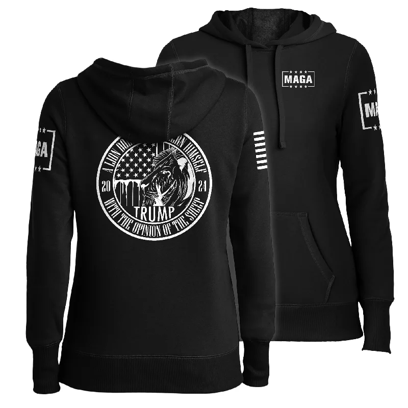 Trump 24 A Lion Does Not Concern Himself Ladies Hoodie Hoodie with Hem Patch Decorative Personalized