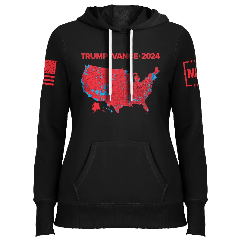 Trump Vance 2024 Electoral Map Ladies Hoodie Hoodie with High Neck Warm Protective