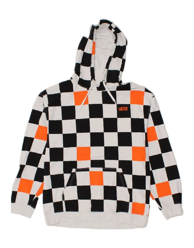 VANS Mens Graphic Hoodie Jumper Large White Geometric Cotton Hoodie with Set-In Sleeves Structured Classic VANS Mens Graphic Hoodie Jumper Large White Geometric Cotton Hoodie with Set-In Sleeves Structured Classic
