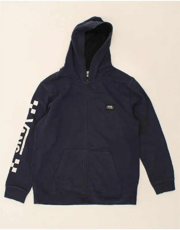 VANS Womens Graphic Zip Hoodie Sweater UK 18 XL Navy Blue Cotton Hoodie with Hem Contrast Bold Stylish VANS Womens Graphic Zip Hoodie Sweater UK 18 XL Navy Blue Cotton Hoodie with Hem Contrast Bold Stylish