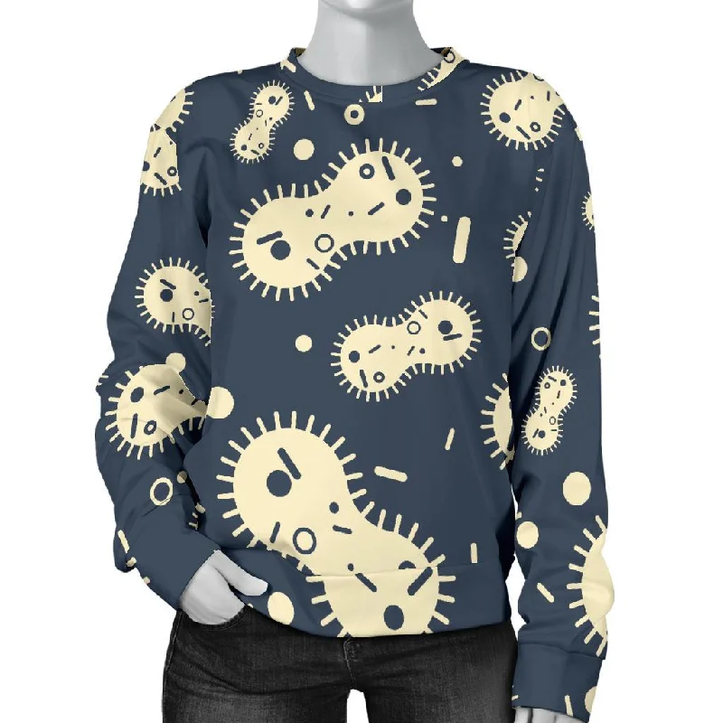 Virus Bacteria Print Pattern Women's Sweatshirt Hoodie with Metallic Shiny Futuristic Virus Bacteria Print Pattern Women's Sweatshirt Hoodie with Metallic Shiny Futuristic
