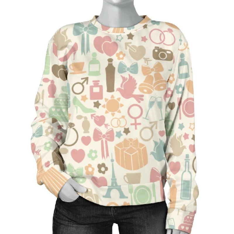 Wedding Print Pattern Women's Sweatshirt Hoodie with Pocket Utility Practical