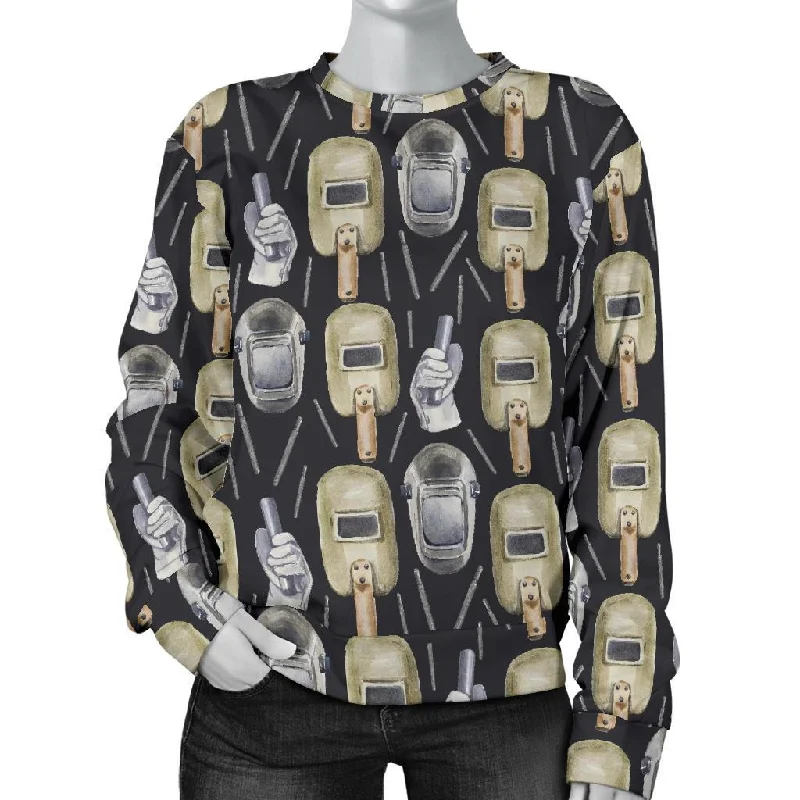 Welder Mask Print Pattern Women's Sweatshirt Hoodie with Gradient Ombre Colorful