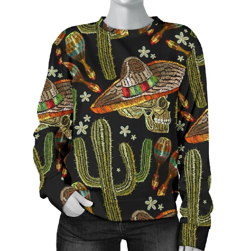 Western Cowboy Cactus Pattern Print Women's Sweatshirt Hoodie with Longline Fit Extended Stylish Western Cowboy Cactus Pattern Print Women's Sweatshirt Hoodie with Longline Fit Extended Stylish