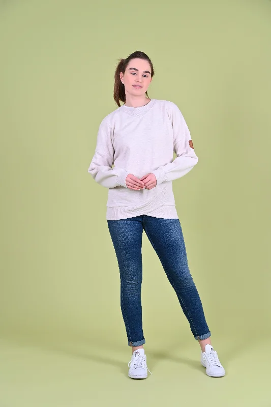 Winnie Tulip Sweatshirt Heather Oatmeal Hoodie with Lace Feminine Delicate