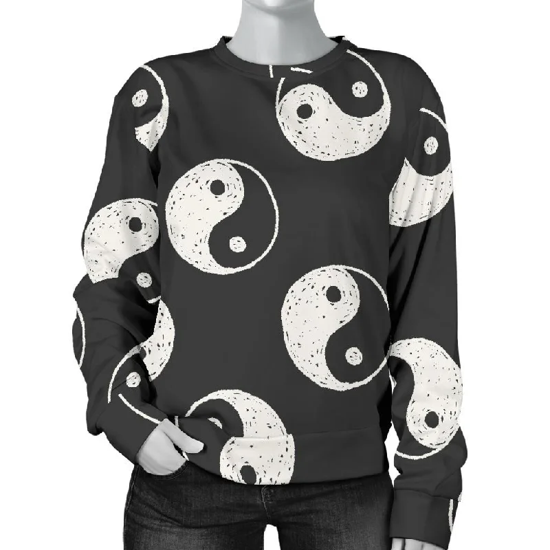 Yin Yang Black Pattern Print Women's Sweatshirt Hoodie with Oversized Fit Loose Comfortable Yin Yang Black Pattern Print Women's Sweatshirt Hoodie with Oversized Fit Loose Comfortable