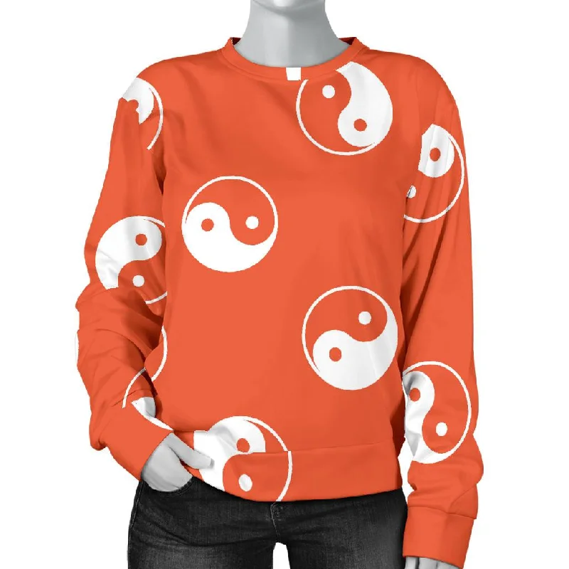Yin Yang Print Pattern Women's Sweatshirt Hoodie with Lace Feminine Delicate