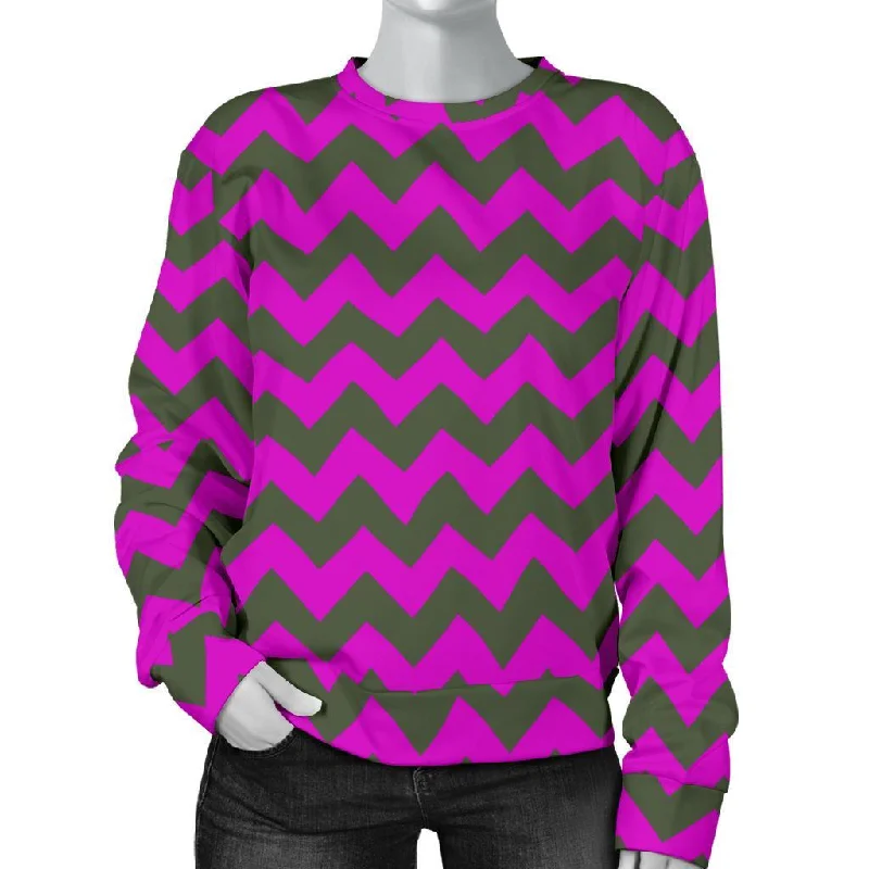 Zig Zag Purple Pattern Print Women's Sweatshirt Hoodie Sweatshirt Pullover