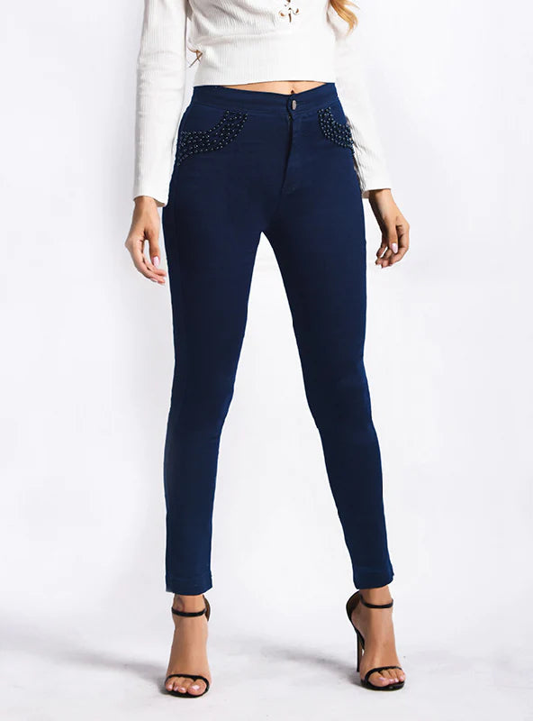 BEAD CANDY ELASTIC SLIM PANTS Soft Cotton Pants