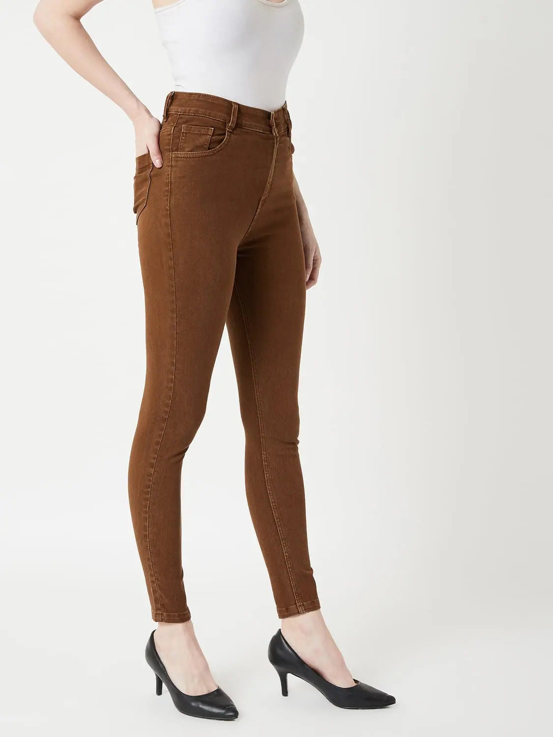 Cotton Back to you Denim Pant Brown Classic Straight-Leg Pants