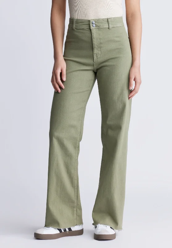 High Rise Wide Leg Adele Women's Pants in Olive - BL15883 Classic Stretch Pants