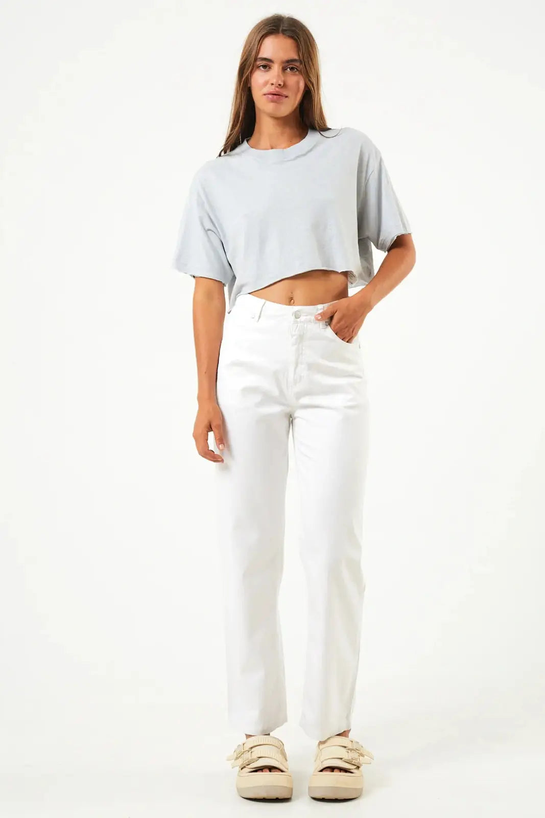 Afends shelby - hemp twill wide leg pants - white Fashionable Work Pants