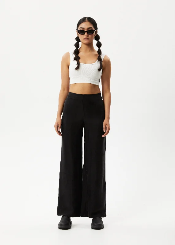 AFENDS Womens Gemma - Cupro Pants - Black Trendy Printed Pants