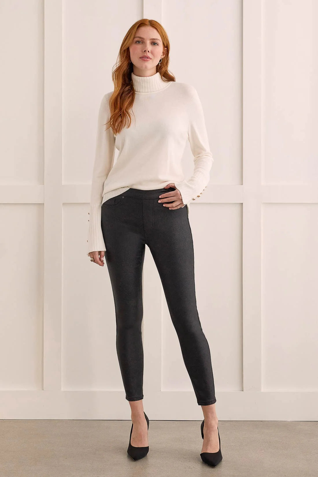 Audrey Glitz Pull-On Skinny Pant Chic Slim Fit Pants