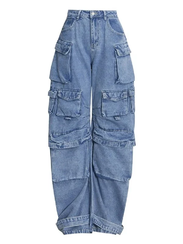 Cargo Denim Pants Chic Wool Trousers