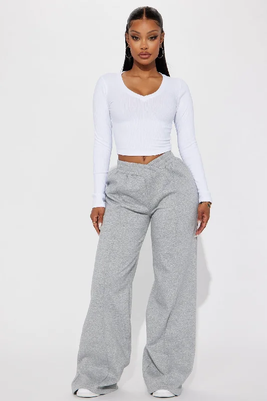 Cassandra Cross Over Lounge Pant - Heather Grey Chic Capri Pants