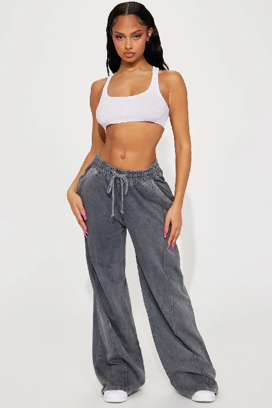 Chill Side Lounge Pant - Charcoal Casual Wide Pants