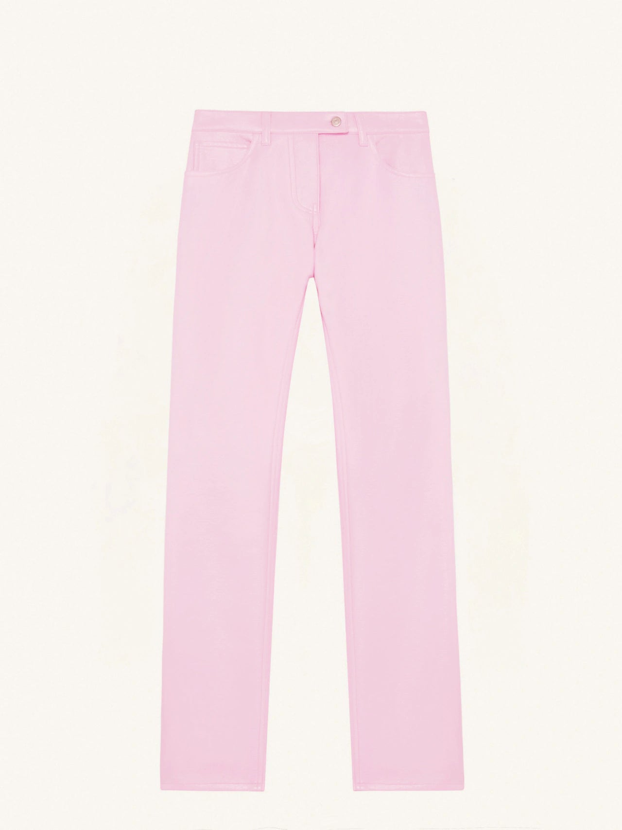 Courreges 5-Pocket Vinyl Straight Pants Pink Formal Stretch Pants