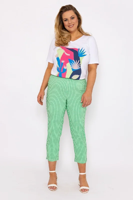 Cropped Green Bengaline Pants Trendy Wide-Leg Pants