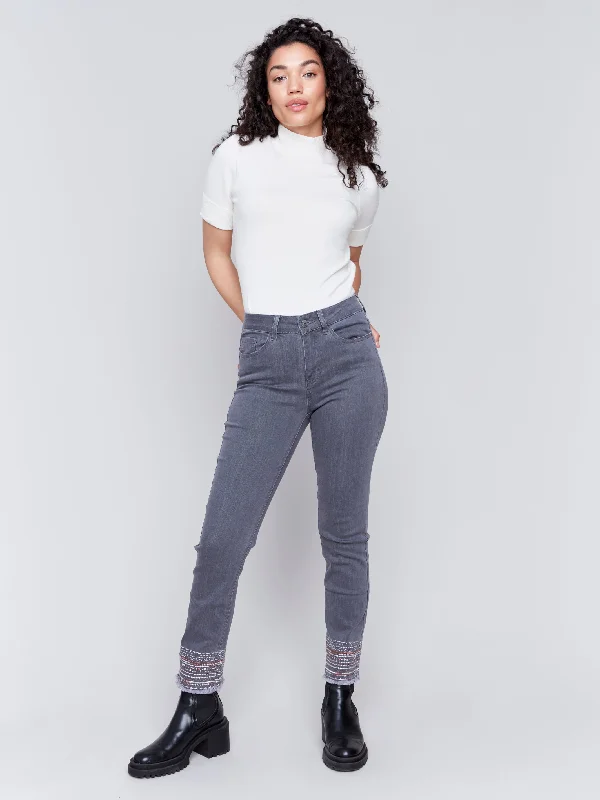 Embroidered Cuff Pant Formal Dress Pants