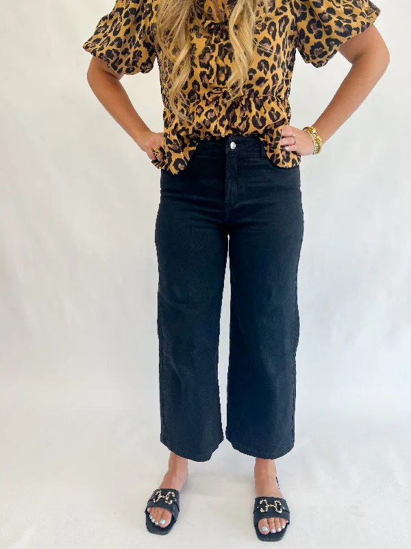 [Entro] Don't Let Me Go Wide Leg Pant-Black Modern Skinny Pants
