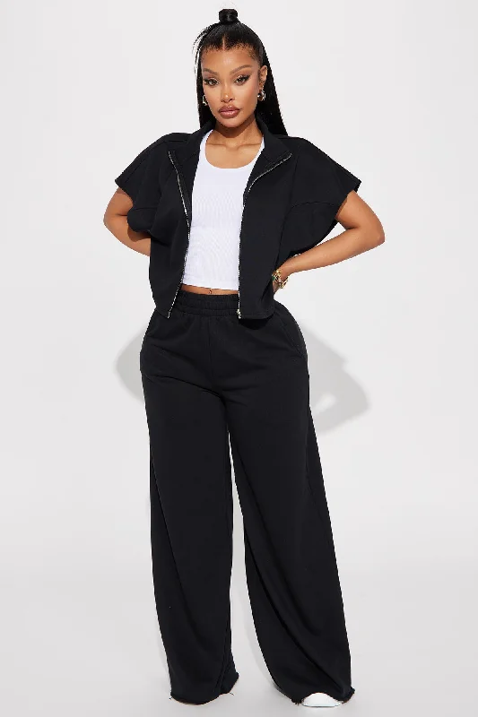 Fair Game Lounge Wide Leg Pant - Black Soft Stretch Leggings