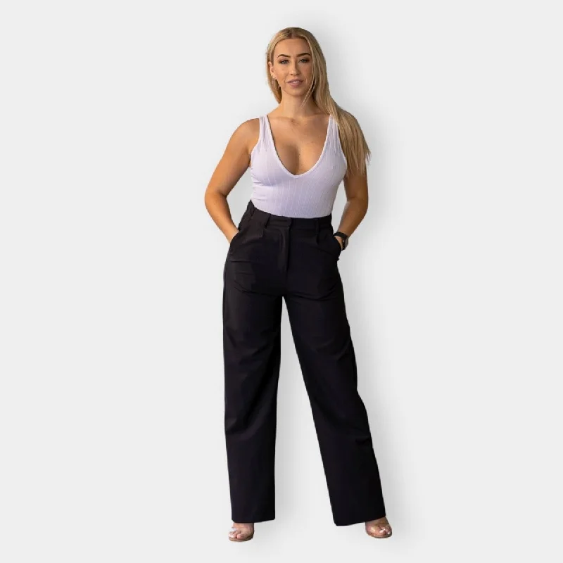 Impact Wide Leg Pants - Black Comfortable Jogging Pants