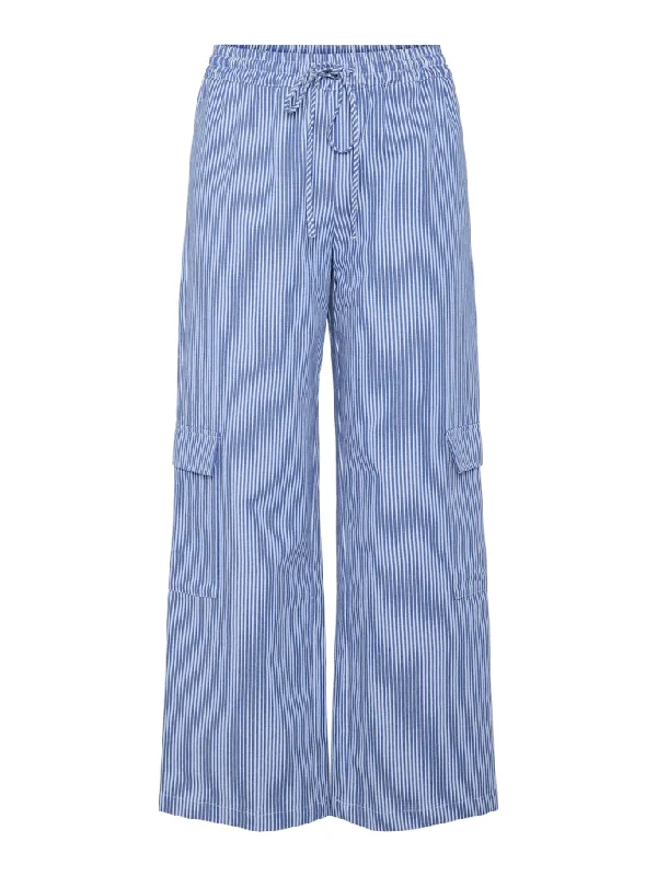 Jayla Mid Waist Pants Stripe Marina/ Bright White Casual Plaid Pants