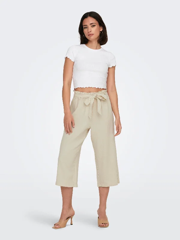 JDY SAY MW LINEN CROPPED PANTS Classic Pleated Pants