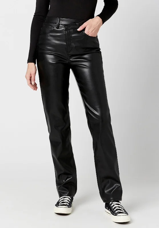High Rise Jessie Women's Pleather Pants in Black - BL15851 Modern Skinny Pants