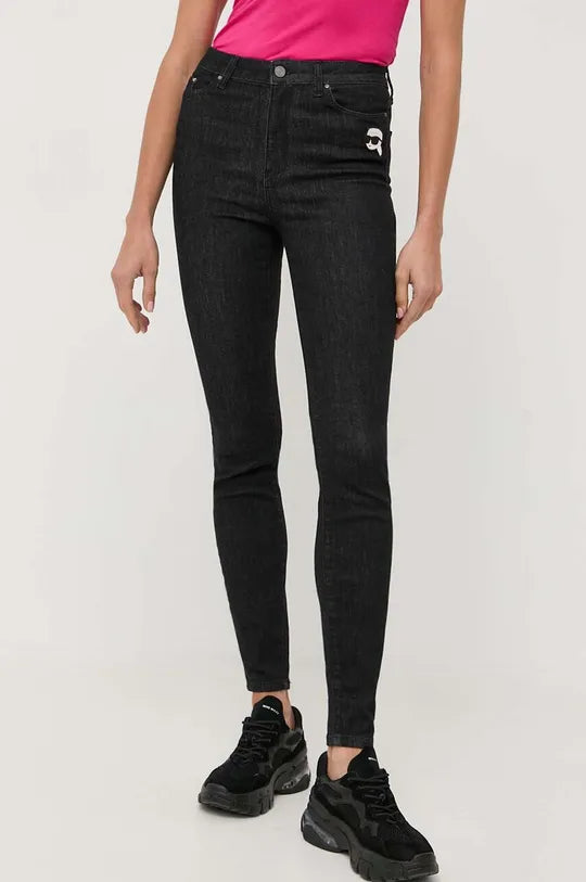 Karl Lagerfeld 230W1110 Ikonik 2.0 Denim Pants Black Chic Black Leggings
