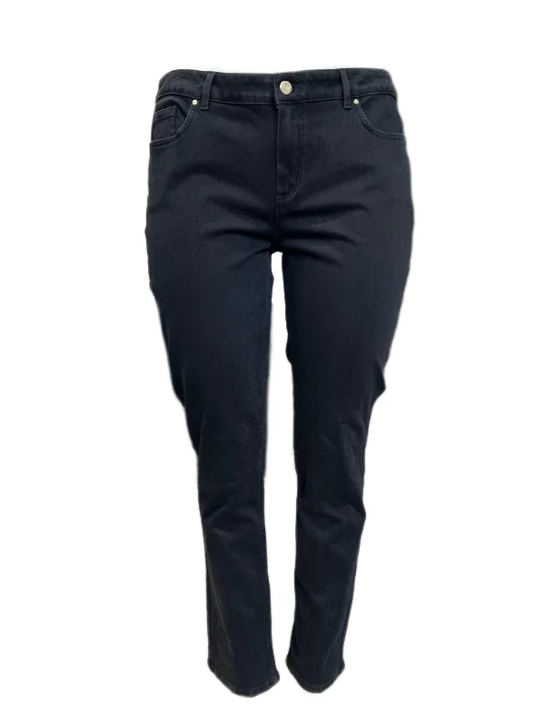 Marina Rinaldi Women's Black Incontro Mid Rise Denim Pants NWT Wide-Legged Palazzos