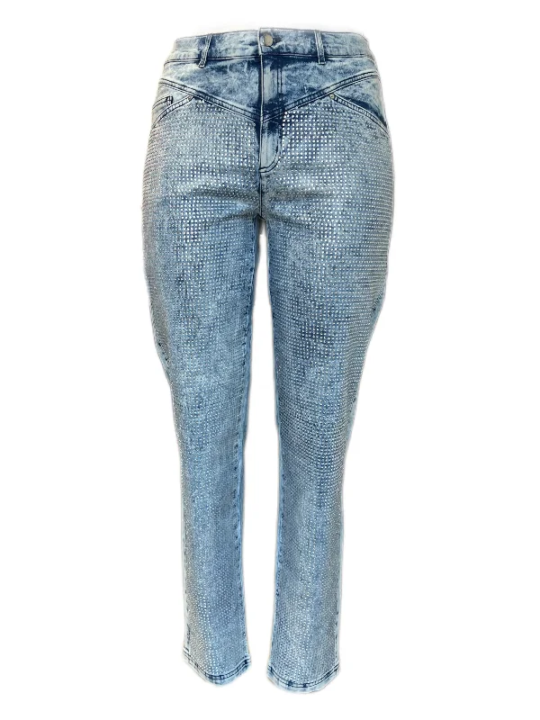 Marina Rinaldi Women's Blue Idraste Slimm Pants NWT Soft Cotton Pants