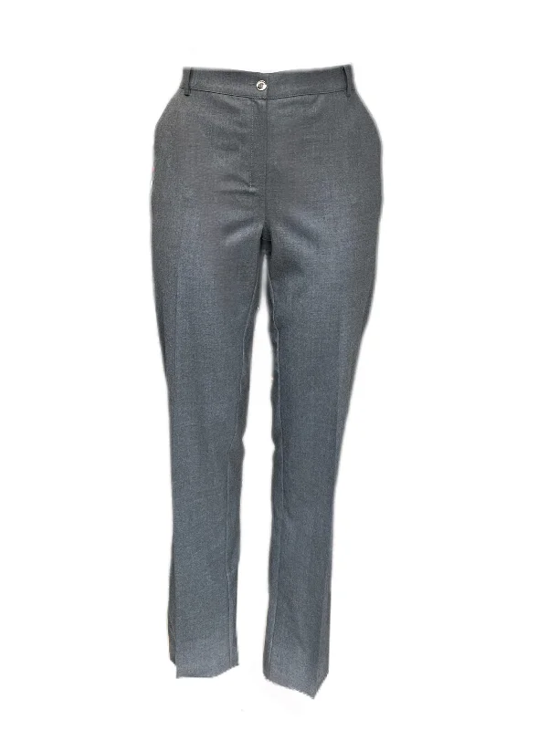 MARINA RINALDI Women's Grey Renato Small Check Unhemmed Pants $310 NWT Comfortable Jogging Pants