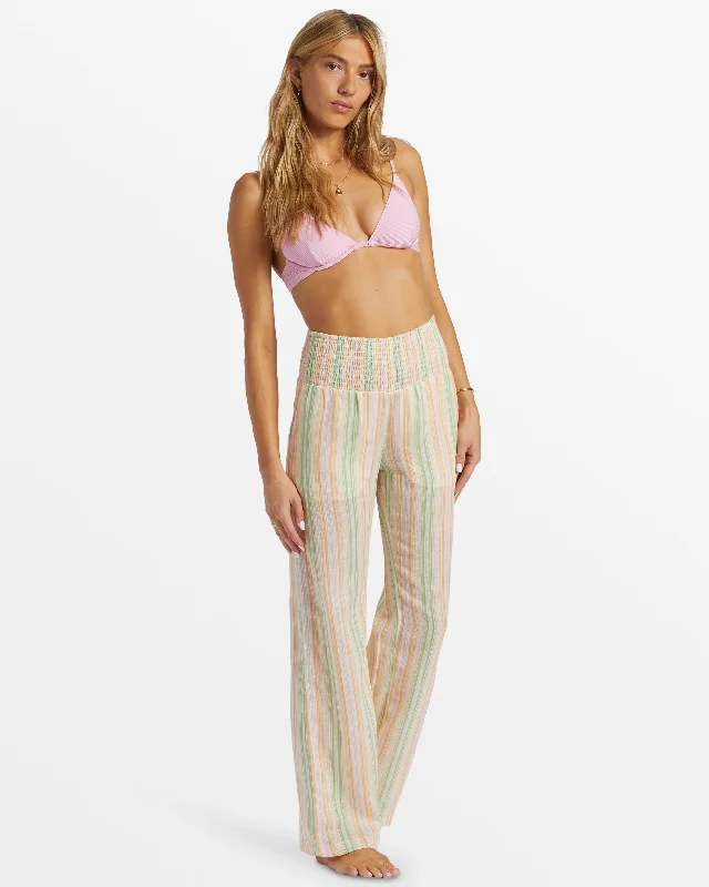 New Waves 2 Elastic Waist Pants - Sweet Pink Classic Bootcut Trousers