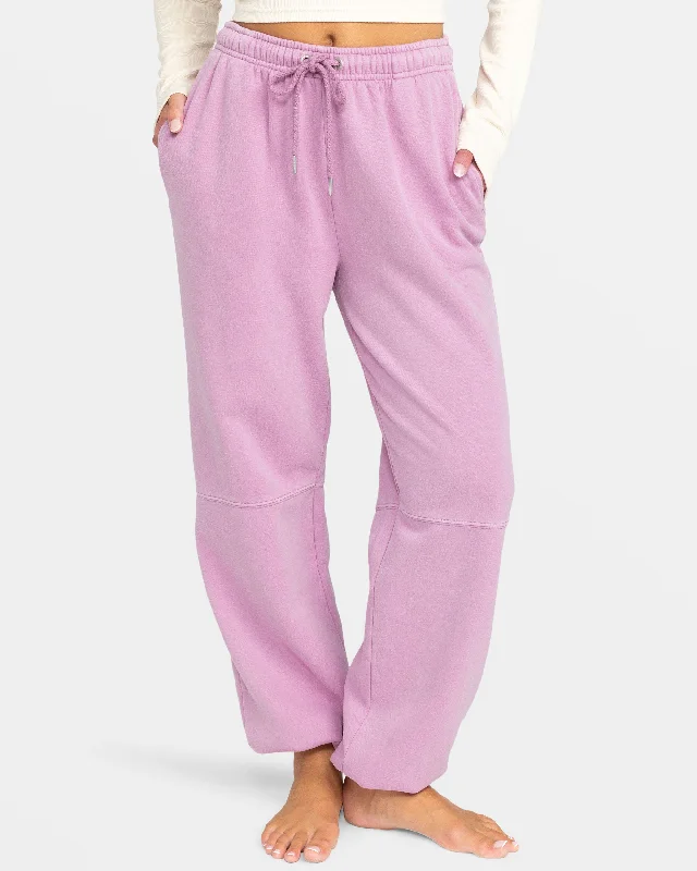 Oasis Haze Elastic Waist Pants - Mauve Orchid Formal Wide-Leg Pants