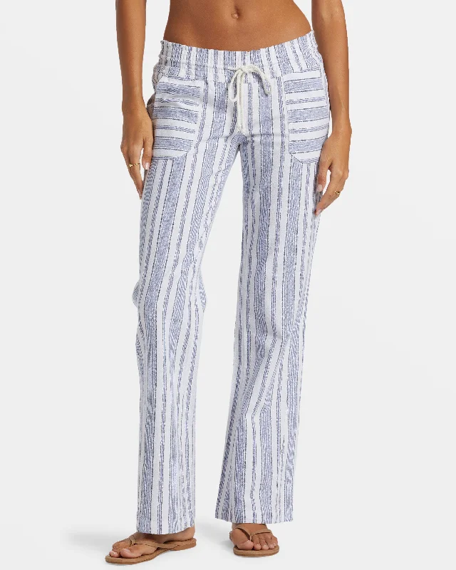 Oceanside Flared Pants - Mood Indigo Beachside Stripe Comfortable Cargo Pants