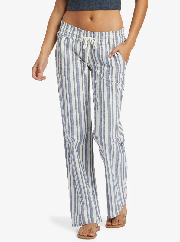 Oceanside Flared Pants - Bijou Silk Caye Stripe Comfortable Denim Trousers