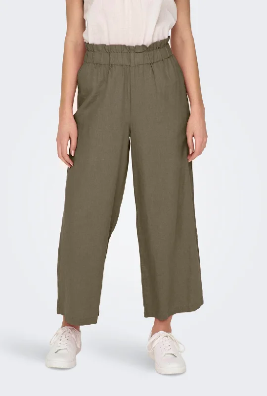 ONLY SOLVI CARO HW LINEN PANTS Chic Capri Pants