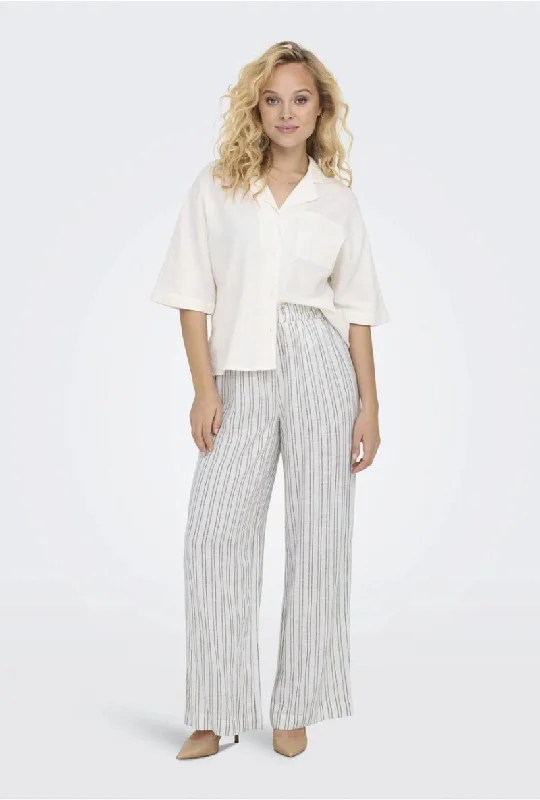 ONLY TOKYO STRIPE LINEN PANTS Warm Wool Trousers