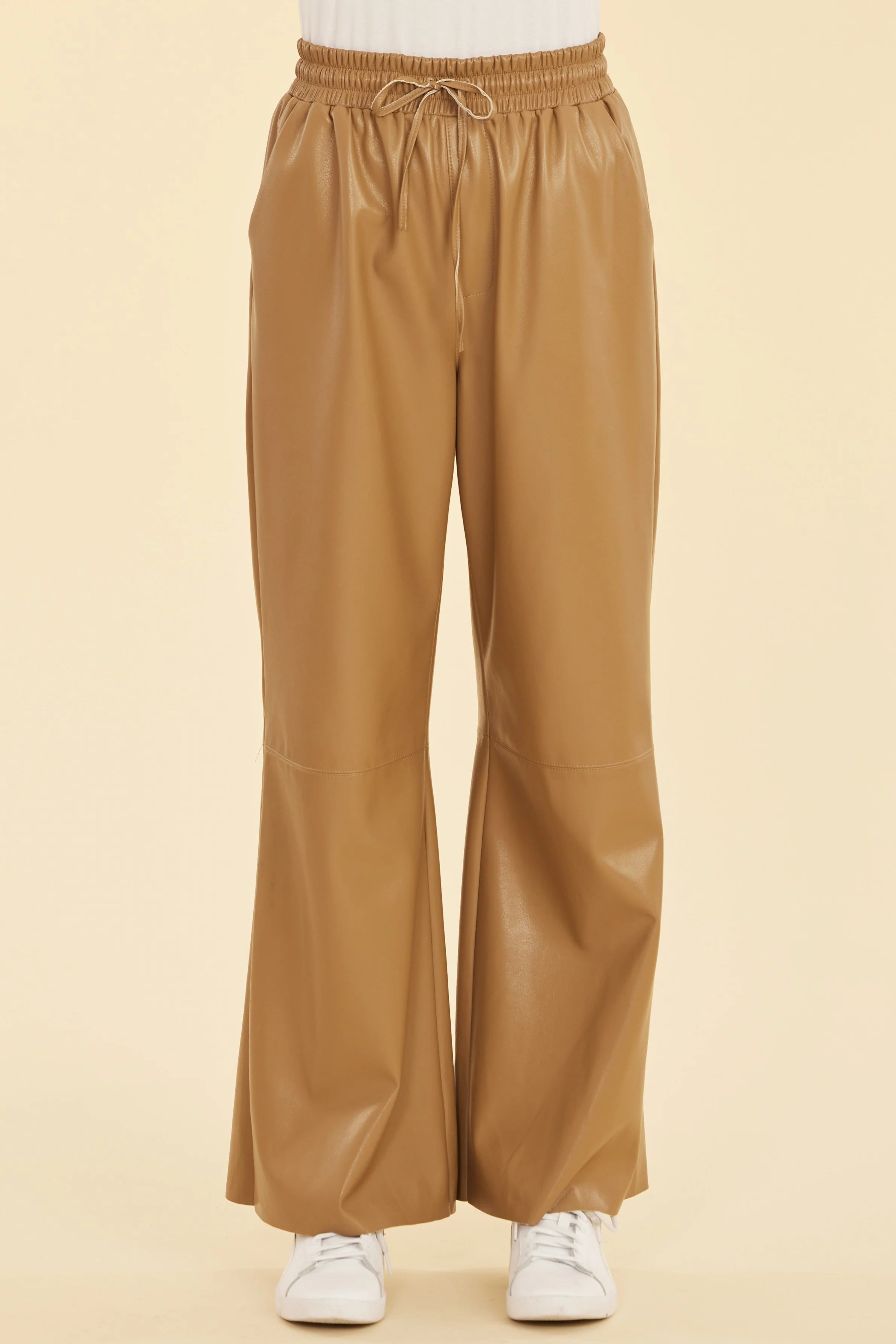 Dolce Cabo Faux Leather Drawstring Pant Soft Wool Pants