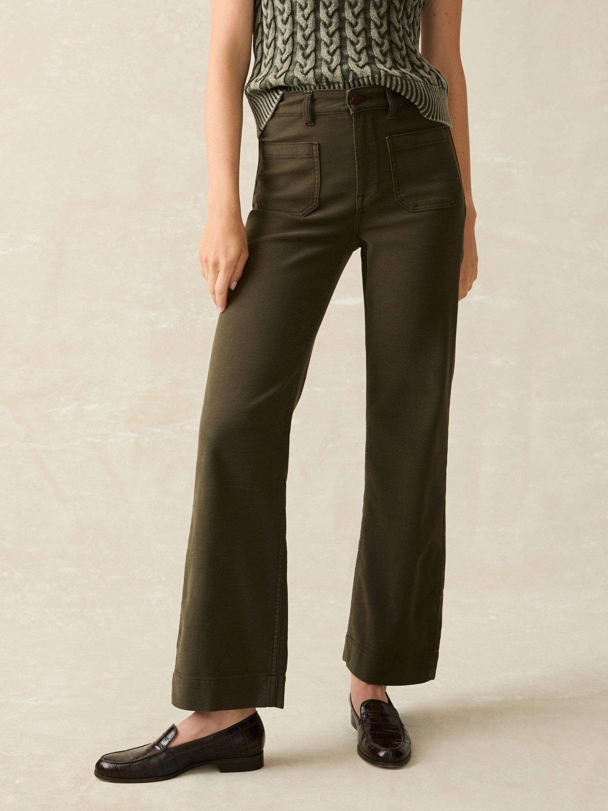 FAHERTY Stretch Terry Patch Pocket Pant Relaxed Casual Leggings