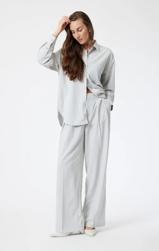 PLEATED WIDE LEG PANTS IN PIN STRIPE Cozy Jogger Leggings